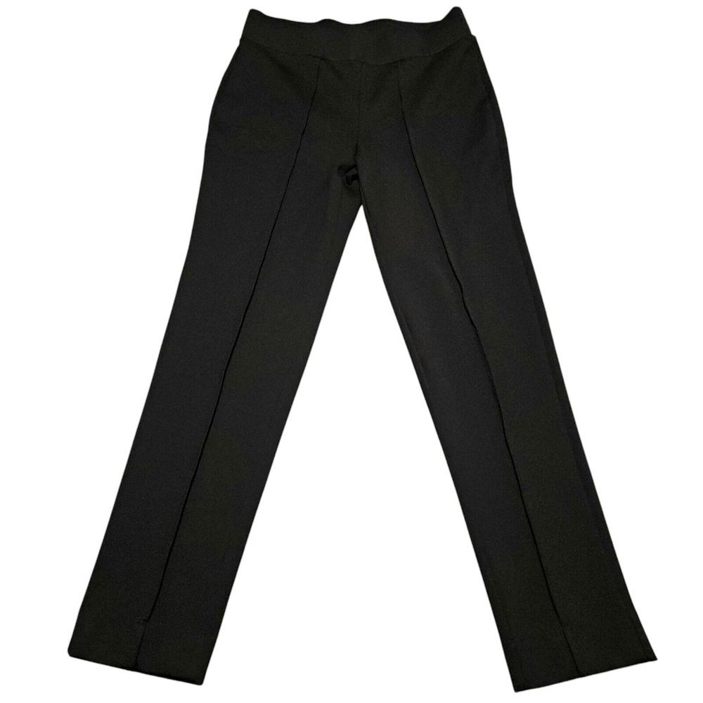 Boston Proper Pants Sz XS Stretch Pull On Straight Leg Pintuck Front Hem‎ Black